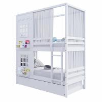 Treliche Casinha Reta Com 02 Janelas E Cortina Madeira Maciça Branco Housin - 3