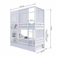 Treliche Casinha Reta Com 02 Janelas E Cortina Madeira Maciça Branco Housin