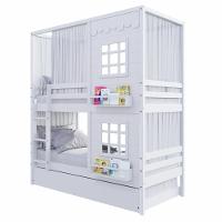 Treliche Casinha Reta Com 02 Janelas E Cortina Madeira Maciça Branco Housin - 6