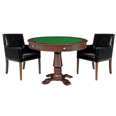 Mesa de Jogos Victoria Redonda Tampo Reversível 2 Cadeiras