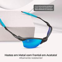 Oculos Sol Proteção Uv Masculino Metal Praia Lupa + Case Casual Presente Original Aste Metal - 7