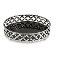 Bandeja Redonda em Metal Prata Com Espelho Preto 5x24,5 Cm - 2