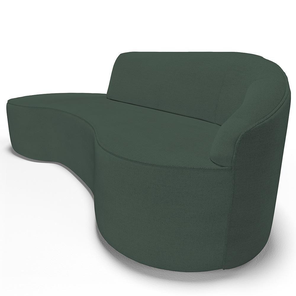 Sofá 3 Lugares Curvo Sala De Estar Living Firenze Direito D02 Linho Verde Musgo 210 Cm C-117 - Lyam - 4