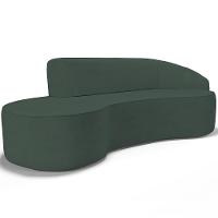 Sofá 3 Lugares Curvo Sala De Estar Living Firenze Direito D02 Linho Verde Musgo 210 Cm C-117 - Lyam - 1