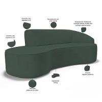 Sofá 3 Lugares Curvo Sala De Estar Living Firenze Direito D02 Linho Verde Musgo 210 Cm C-117 - Lyam - 2