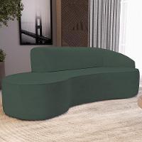 Sofá 3 Lugares Curvo Sala De Estar Living Firenze Direito D02 Linho Verde Musgo 210 Cm C-117 - Lyam - 5