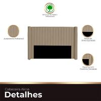 Cabeceira Casal Estofada Para Cama Box Alicia Veludo Bege Escuro - 3