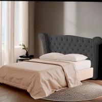 Cabeceira Casal Estofada Para Cama Box Ayla Veludo Cinza Escuro