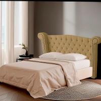 Cabeceira Casal Estofada Para Cama Box Ayla Veludo Bege Escuro - 6