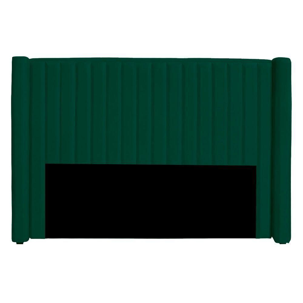 Cabeceira Casal Estofada Para Cama Box Alicia Veludo Cor Verde Esmeralda - 1