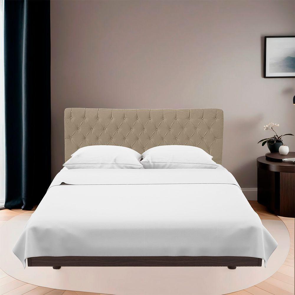 Cabeceira Casal Estofada Para Cama Box Glass Veludo Bege Escuro - 6