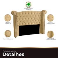 Cabeceira Casal Estofada Para Cama Box Ayla Veludo Cor Bege - 3