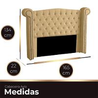 Cabeceira Casal Estofada Para Cama Box Ayla Veludo Cor Bege