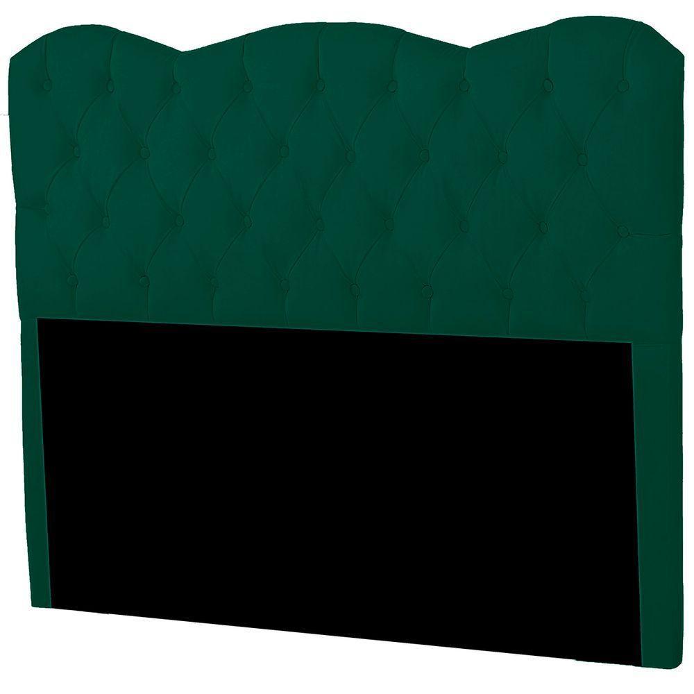Cabeceira Casal Estofada Para Cama Box Verona Veludo Cor Verde Esmeralda - 4
