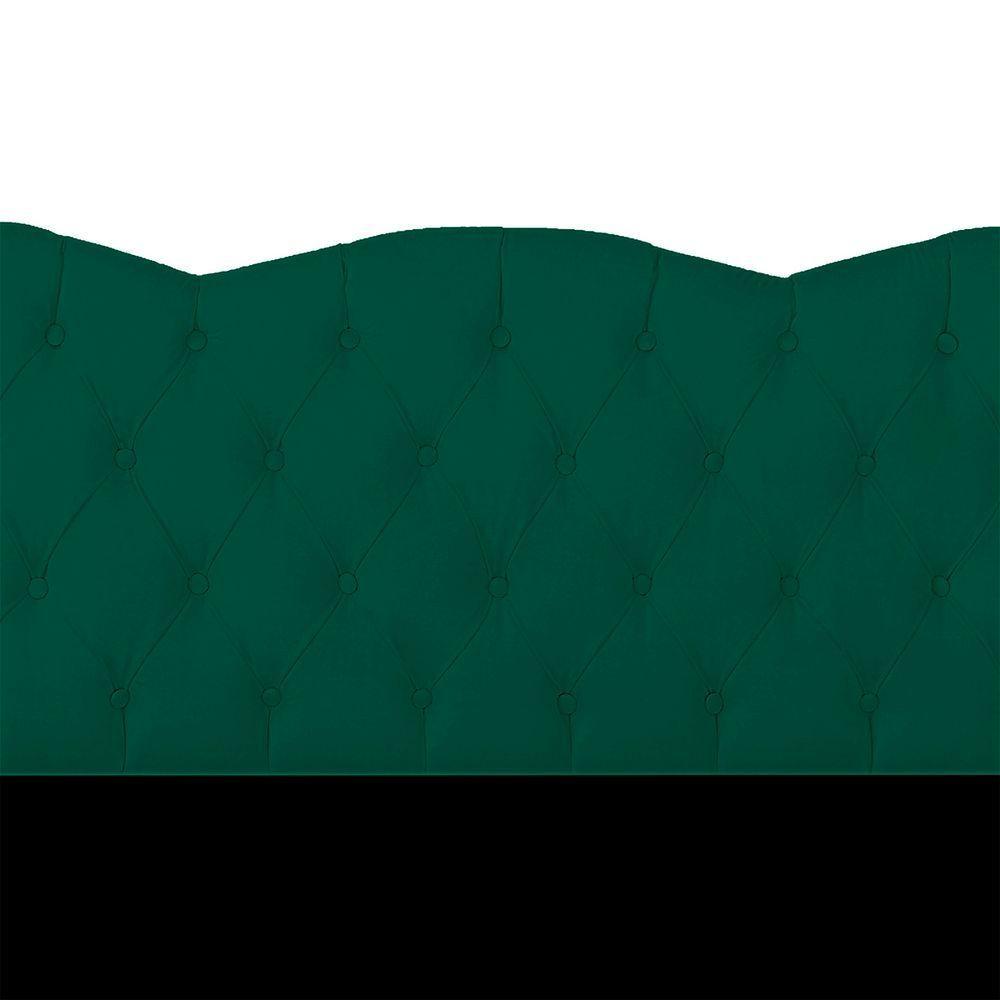Cabeceira Casal Estofada Para Cama Box Verona Veludo Cor Verde Esmeralda - 6