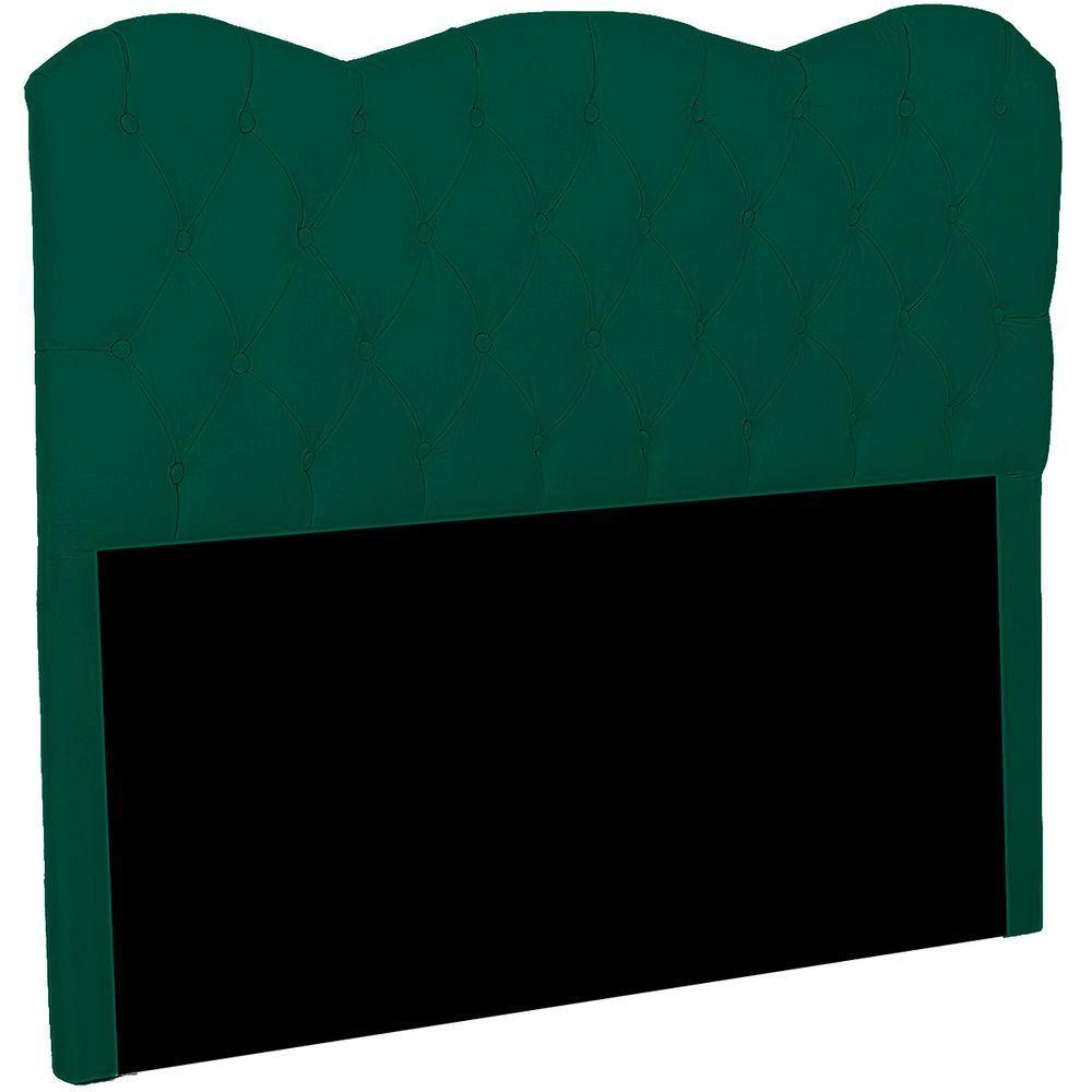 Cabeceira Casal Estofada Para Cama Box Verona Veludo Cor Verde Esmeralda - 8
