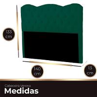 Cabeceira Casal Estofada Para Cama Box Verona Veludo Cor Verde Esmeralda - 3