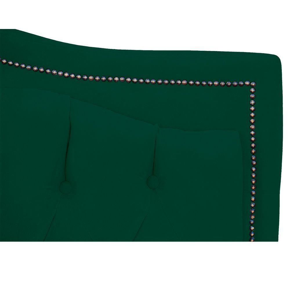 Cabeceira Casal Estofada Para Cama Box Maitê Veludo Cor Verde Esmeralda - 7