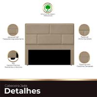 Cabeceira Casal Estofada Para Cama Box Jade Veludo Bege Escuro - 3