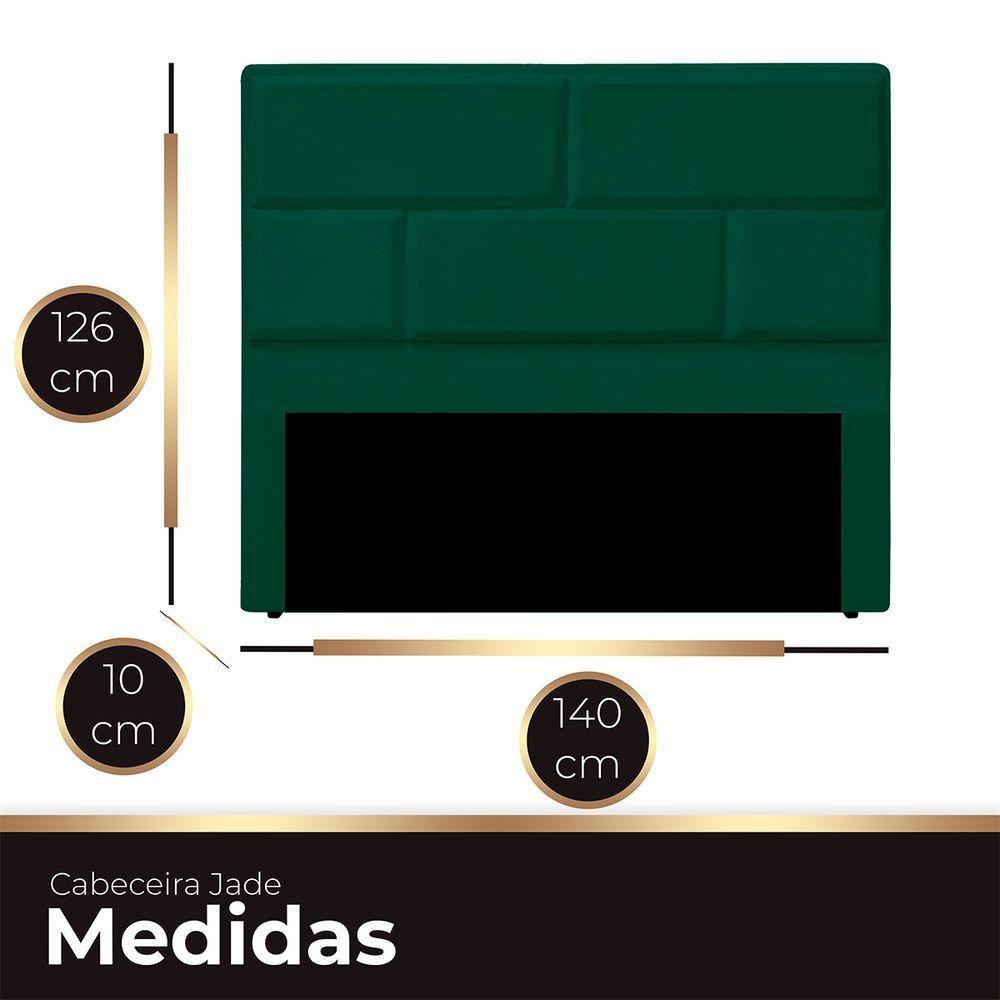 Cabeceira Casal Estofada Para Cama Box Jade Veludo Cor Verde Esmeralda - 4