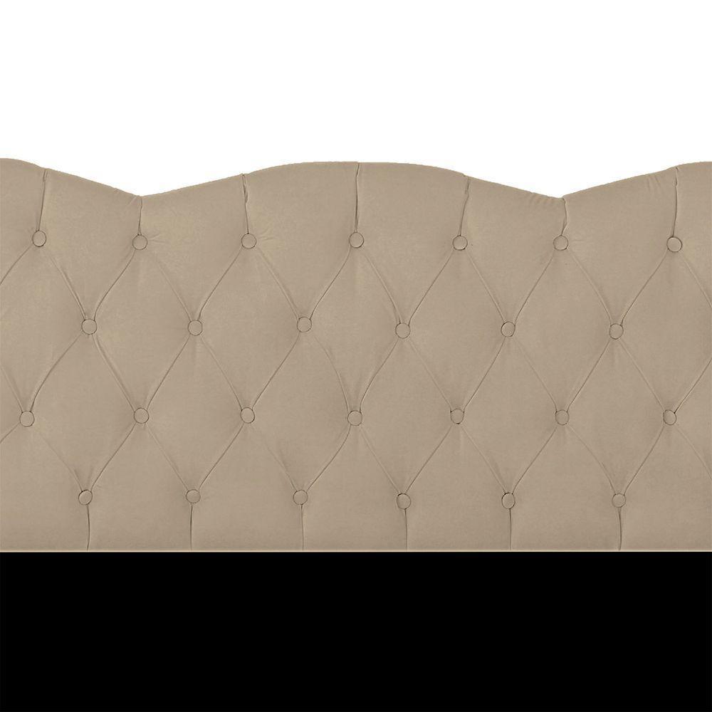 Cabeceira Casal Estofada Para Cama Box Verona Veludo Cor Bege Médio - 6