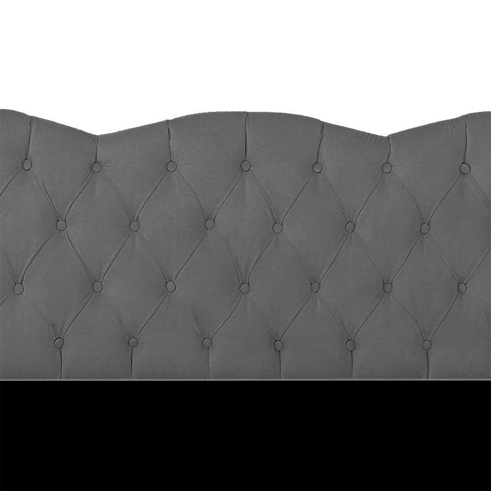 Cabeceira Casal Estofada Para Cama Box Verona Veludo Cinza Escuro - 6