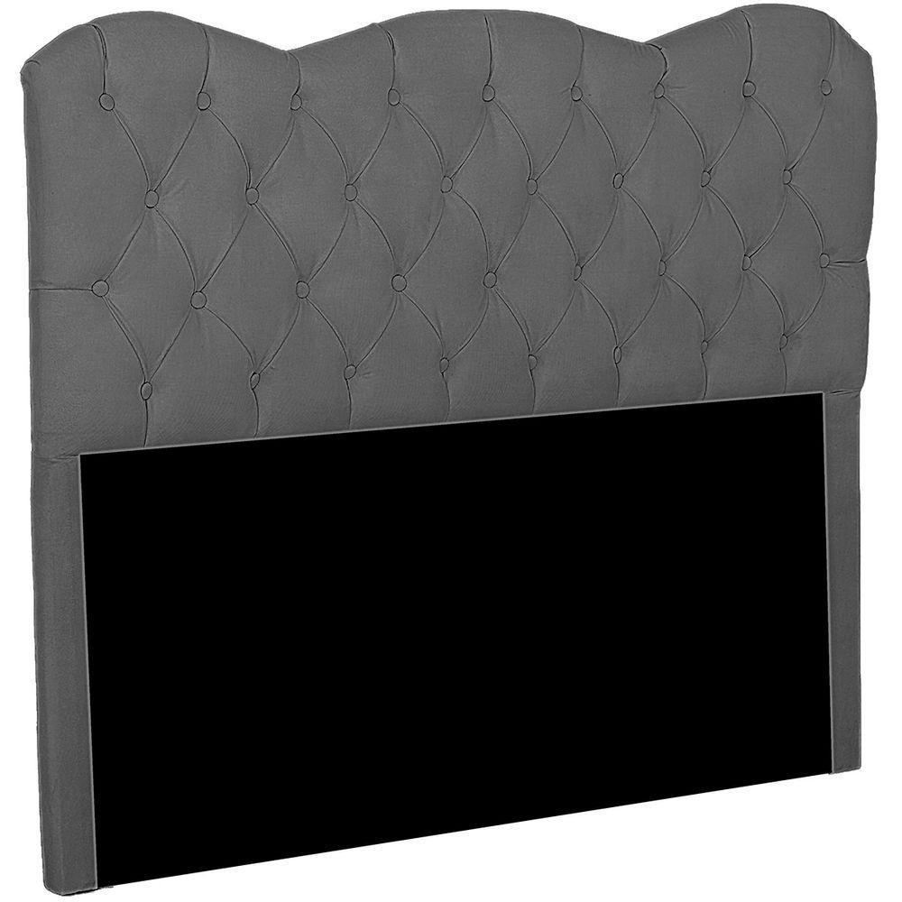 Cabeceira Casal Estofada Para Cama Box Verona Veludo Cinza Escuro - 8