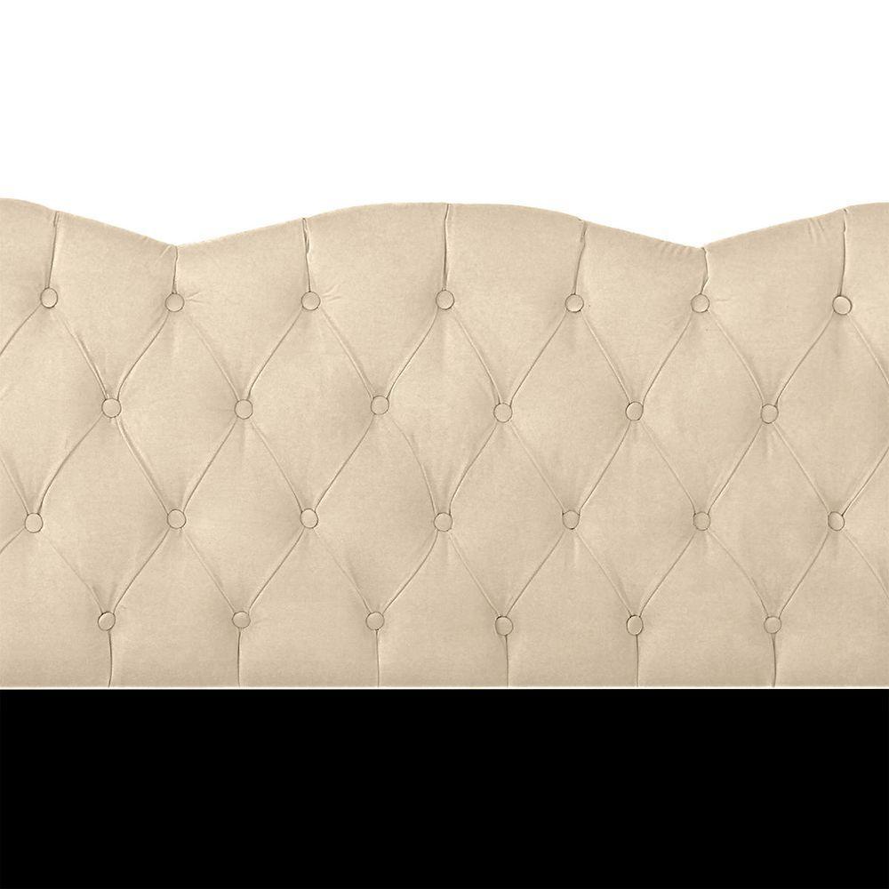 Cabeceira Casal Estofada Para Cama Box Verona Veludo Bege - 6