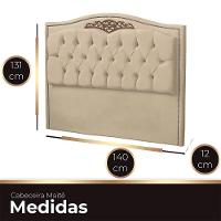 Cabeceira Casal Estofada Para Cama Box Maitê Veludo Bege