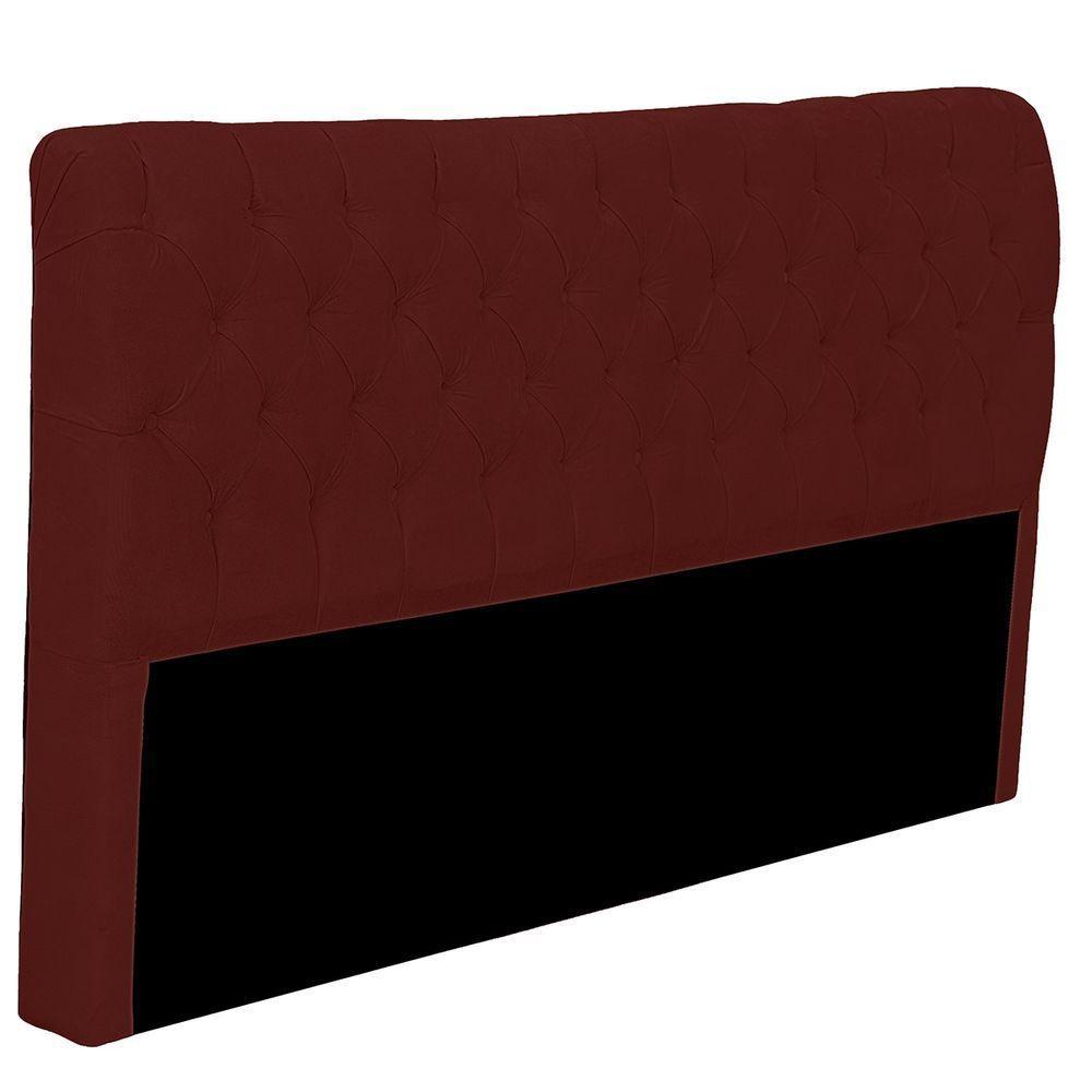 Cabeceira Casal Estofada Para Cama Box Glass Veludo Cor Marsala - 7