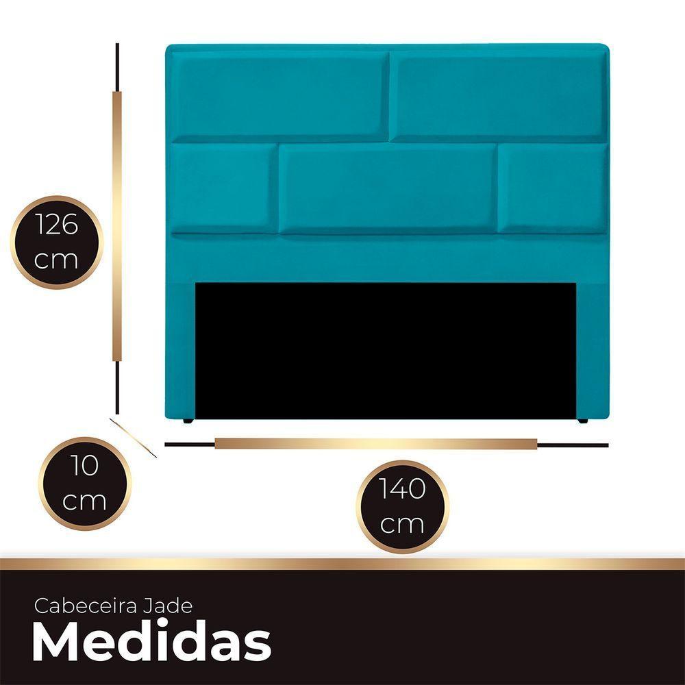 Cabeceira Casal Estofada Para Cama Box Jade Veludo Cor Azul Claro - 4