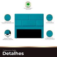 Cabeceira Casal Estofada Para Cama Box Jade Veludo Cor Azul Claro - 3