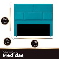 Cabeceira Casal Estofada Para Cama Box Jade Veludo Cor Azul Claro