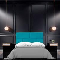 Cabeceira Casal Estofada Para Cama Box Jade Veludo Cor Azul Claro - 6
