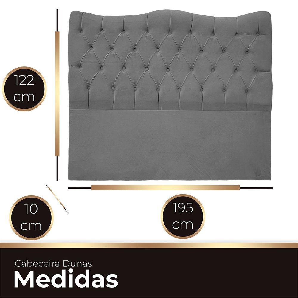 Cabeceira Casal King Size Estofada Para Cama Box Dunas Veludo Cinza - 4