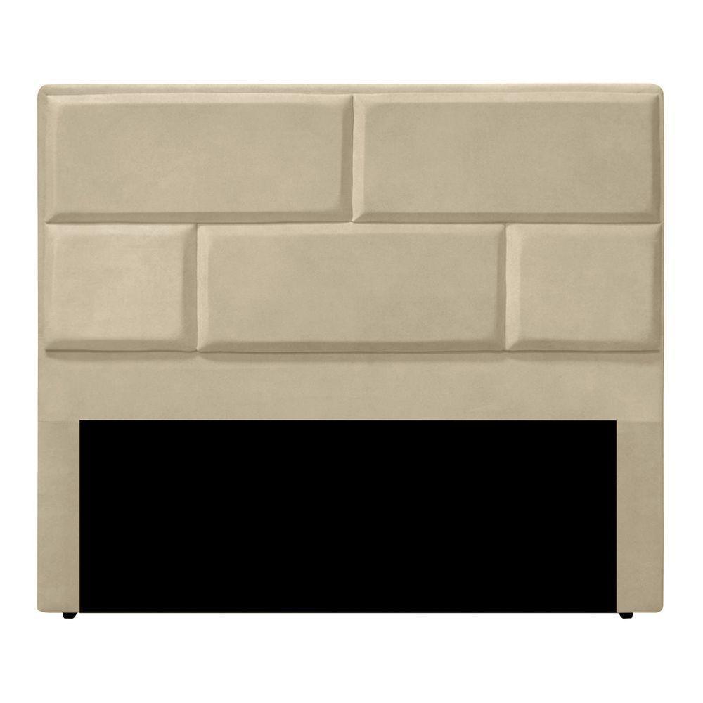 Cabeceira Casal King Size Estofada Para Cama Box Jade Veludo Bege - 1