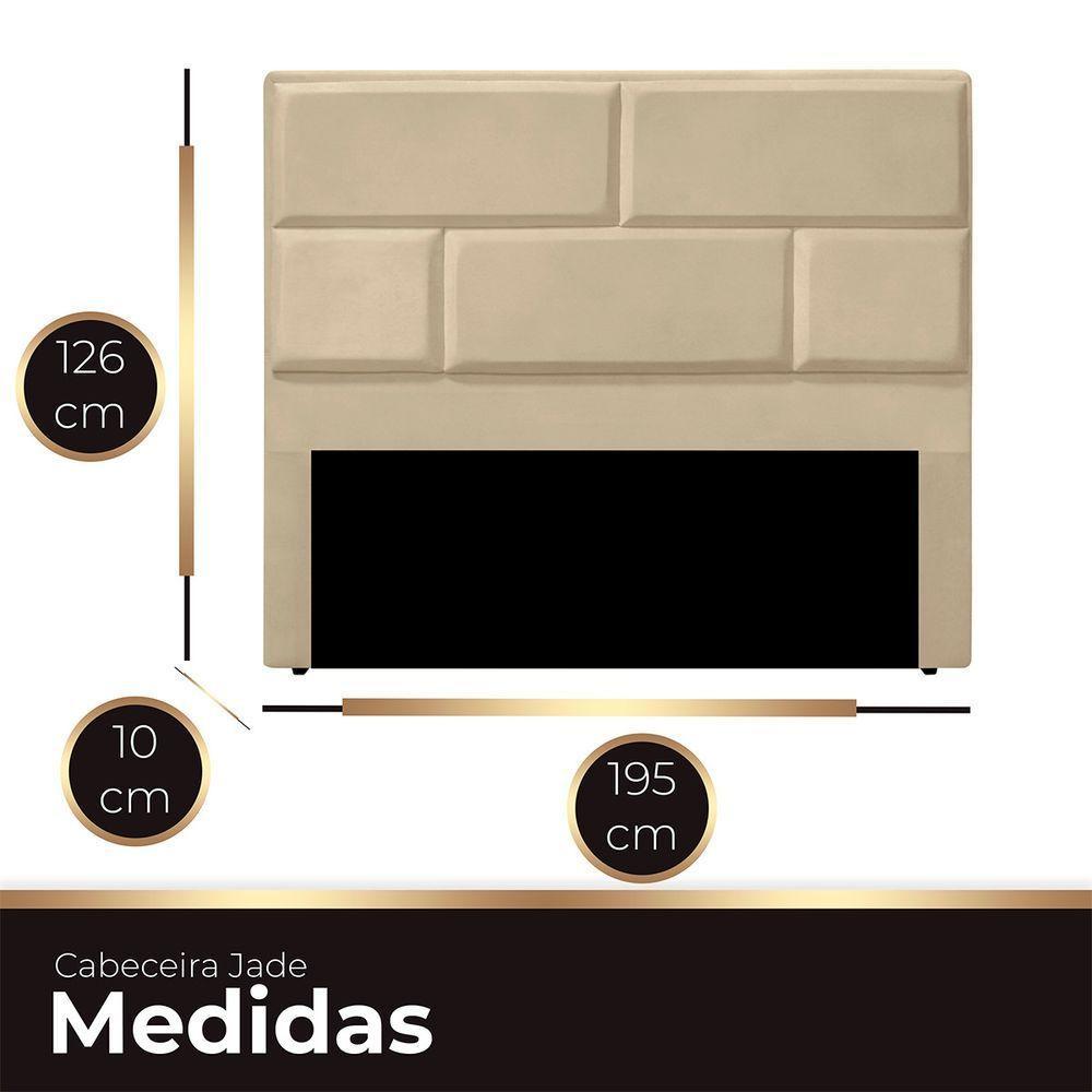 Cabeceira Casal King Size Estofada Para Cama Box Jade Veludo Bege - 4