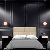Cabeceira Casal King Size Estofada Para Cama Box Jade Veludo Bege - 6