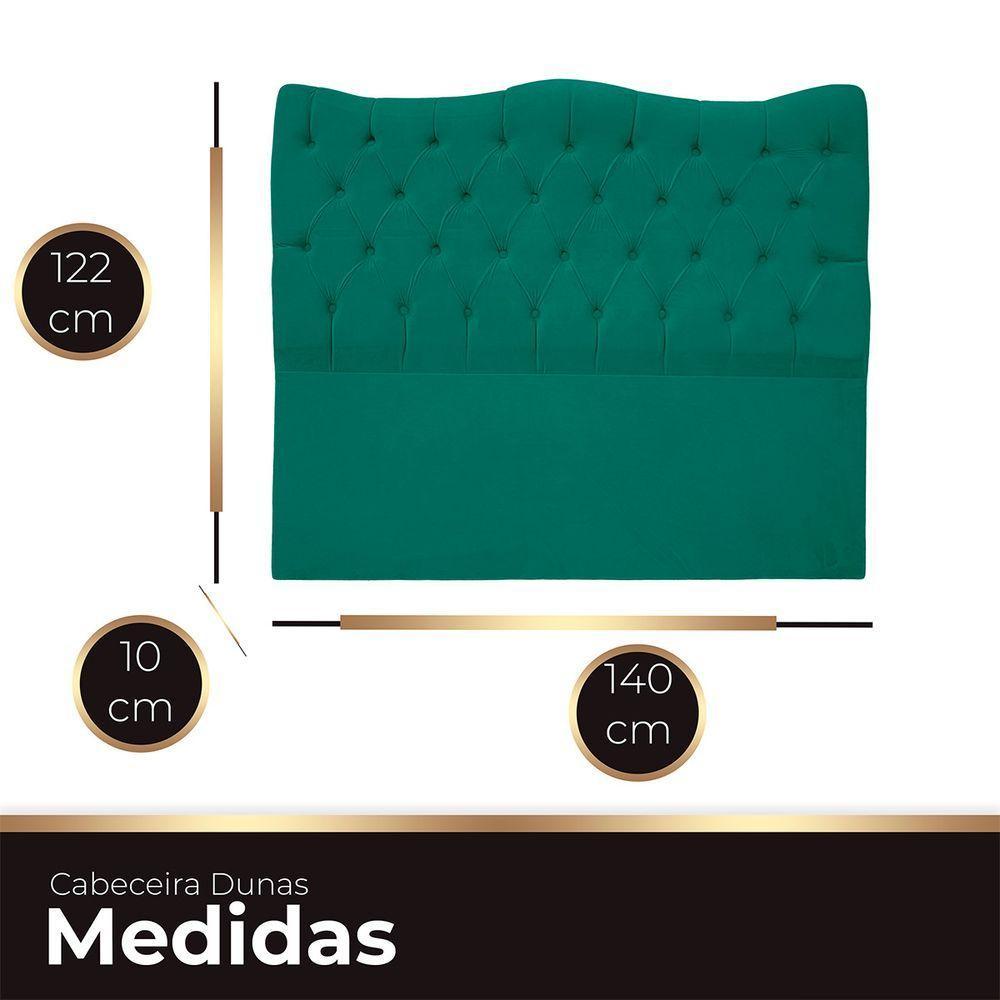 Cabeceira Casal Para Cama Box Estofada Dunas Veludo Cor Verde Esmeralda - 4