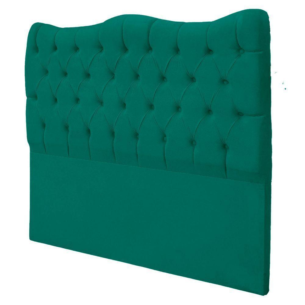 Cabeceira Casal Para Cama Box Estofada Dunas Veludo Cor Verde Esmeralda - 5