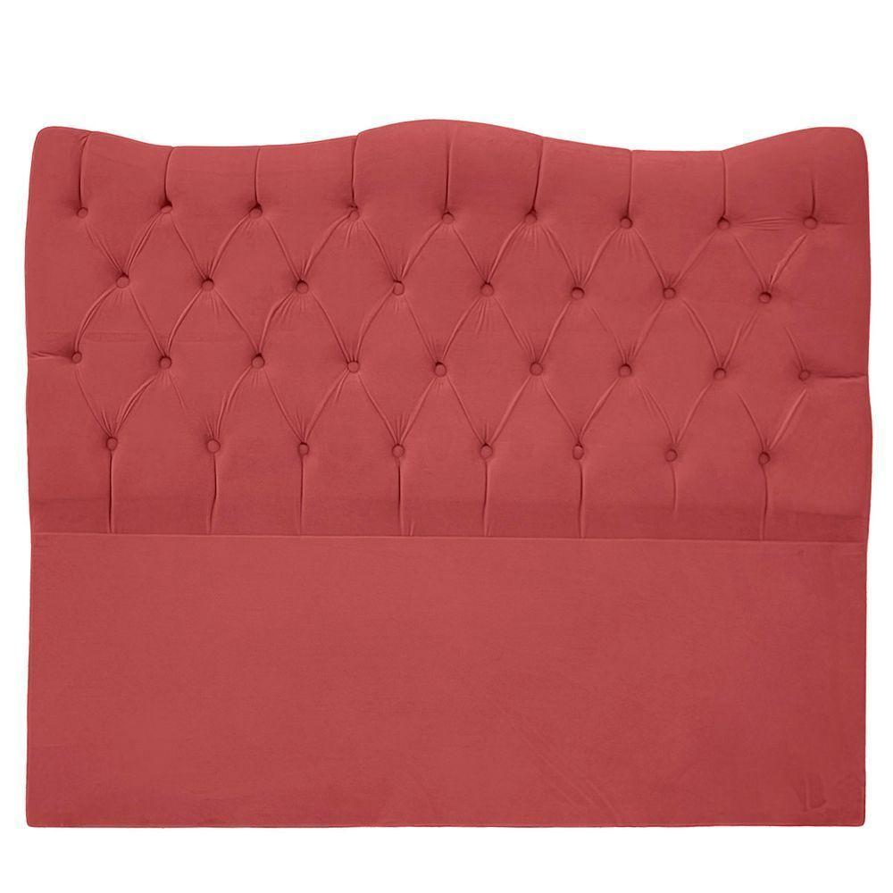 Cabeceira Casal Para Cama Box Estofada Dunas Veludo Cor Rose - 1