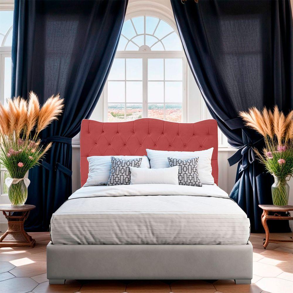 Cabeceira Casal Para Cama Box Estofada Dunas Veludo Cor Rose - 6