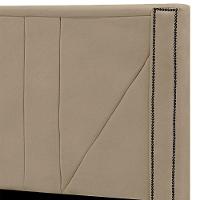 Cabeceira Casal King Size Estofada Para Cama Box Toronto Veludo Bege Escuro - 5