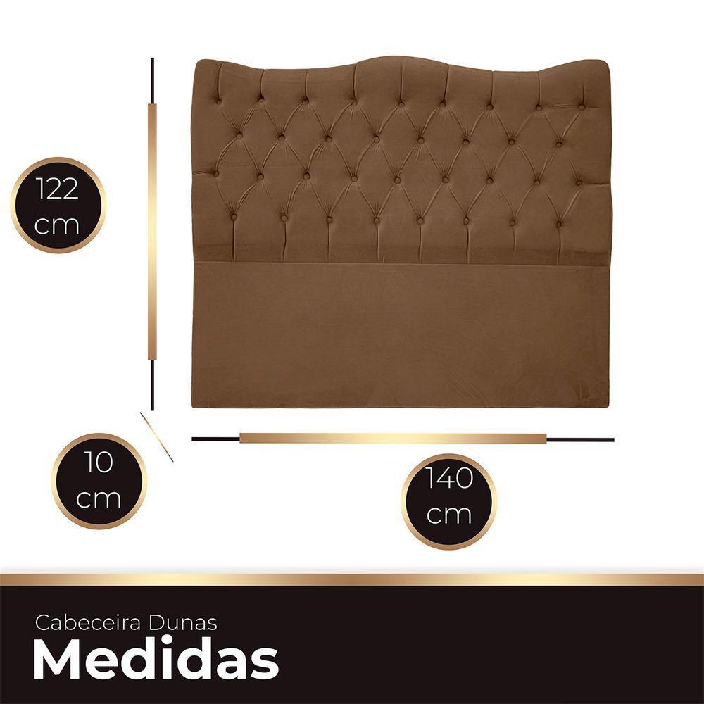 Cabeceira Casal Para Cama Box Estofada Dunas Veludo Cor Marrom - 4