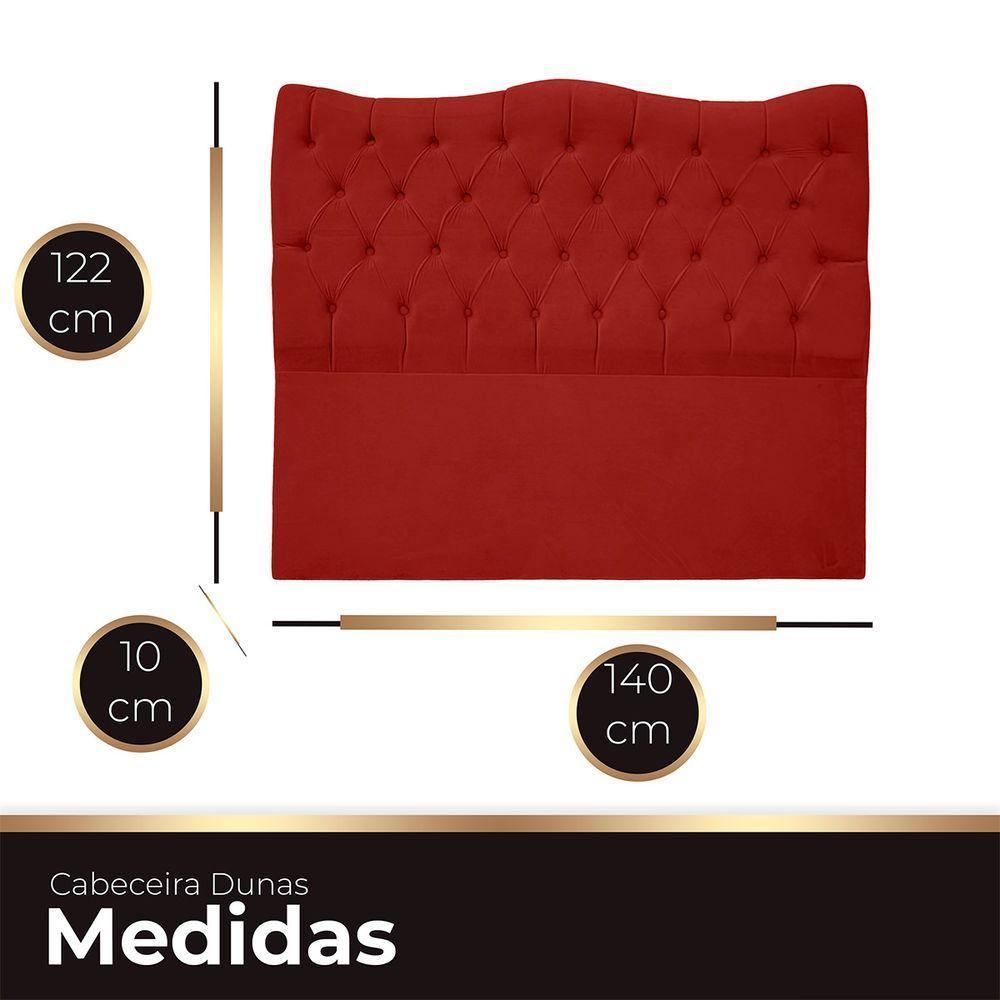 Cabeceira Casal Para Cama Box Estofada Dunas Veludo Cor Marsala - 4