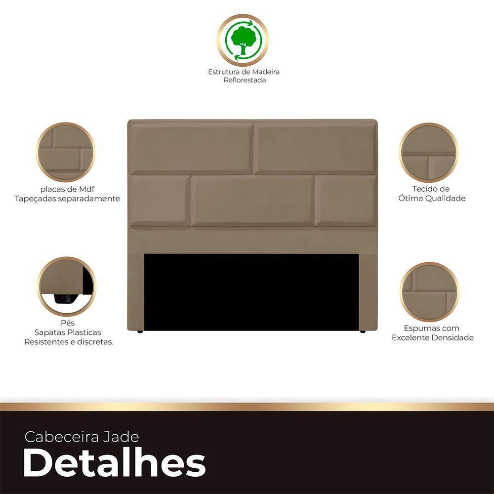 Cabeceira Casal King Size Estofada Para Cama Box Jade Veludo Capuccino. - 3