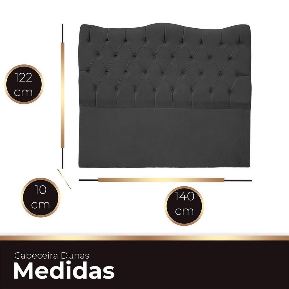 Cabeceira Casal Para Cama Box Estofada Dunas Veludo Cor Cinza Chumbo - 4