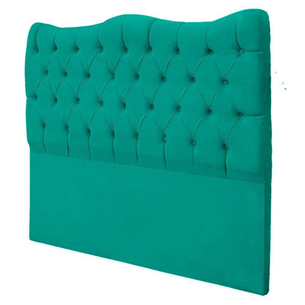 Cabeceira Casal Para Cama Box Estofada Dunas Veludo Cor Azul Claro - 5