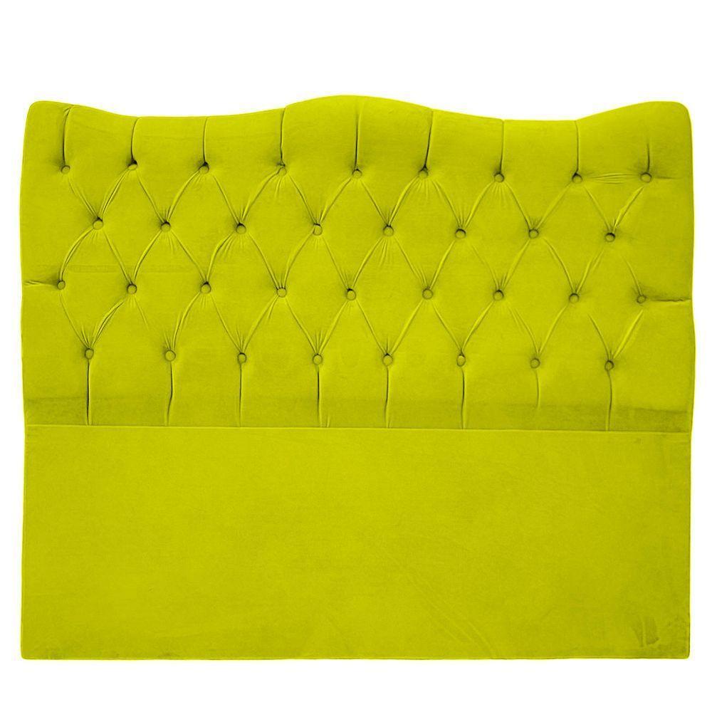 Cabeceira Casal Para Cama Box Estofada Dunas Veludo Cor Amarelo - 1