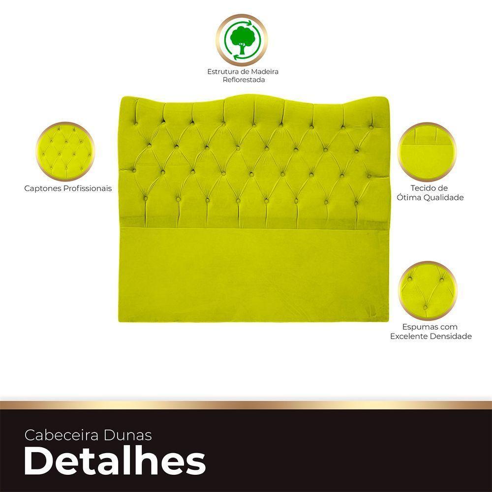 Cabeceira Casal Para Cama Box Estofada Dunas Veludo Cor Amarelo - 2